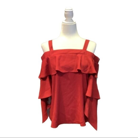 Romeo &Juliet Chili Pepper Red ColdShoulder Blouse - Picture 1 of 5